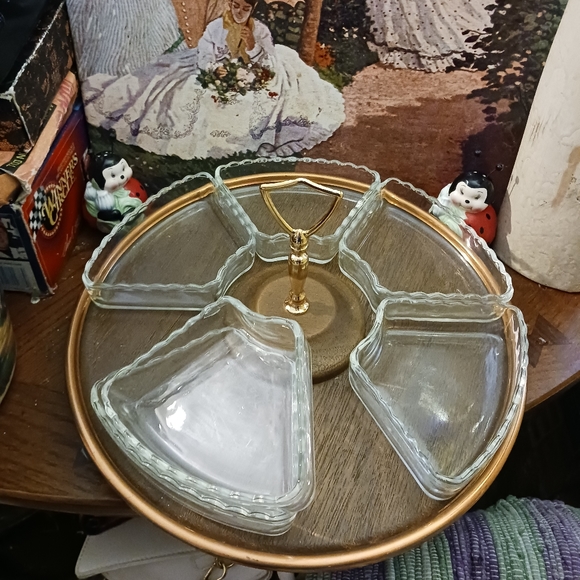 ๐บ๐ฒU.S.A. Vintage 1960 Westwood Serving ๐ฑ๐ค Dish 6 Fluted Edge Glass,Rotating! - Picture 10 of 16